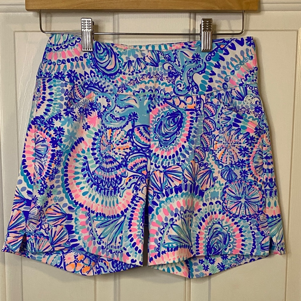 Lilly Pulitzer Luxletic shorts in Pink and Blue.